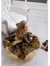 Black And Gold Star Sparkly Flower Girl Dress